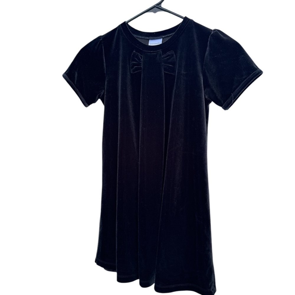 Toughskins Girls Black Velvet Dress Size 7 Short Sleeve Holiday Party Dres